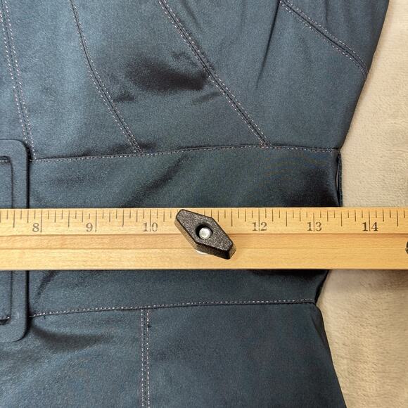 Cache Dress Womens 4 Navy Blue Sleeveless Belted Fitted Sheath Cocktail Party - Picture 10 of 14